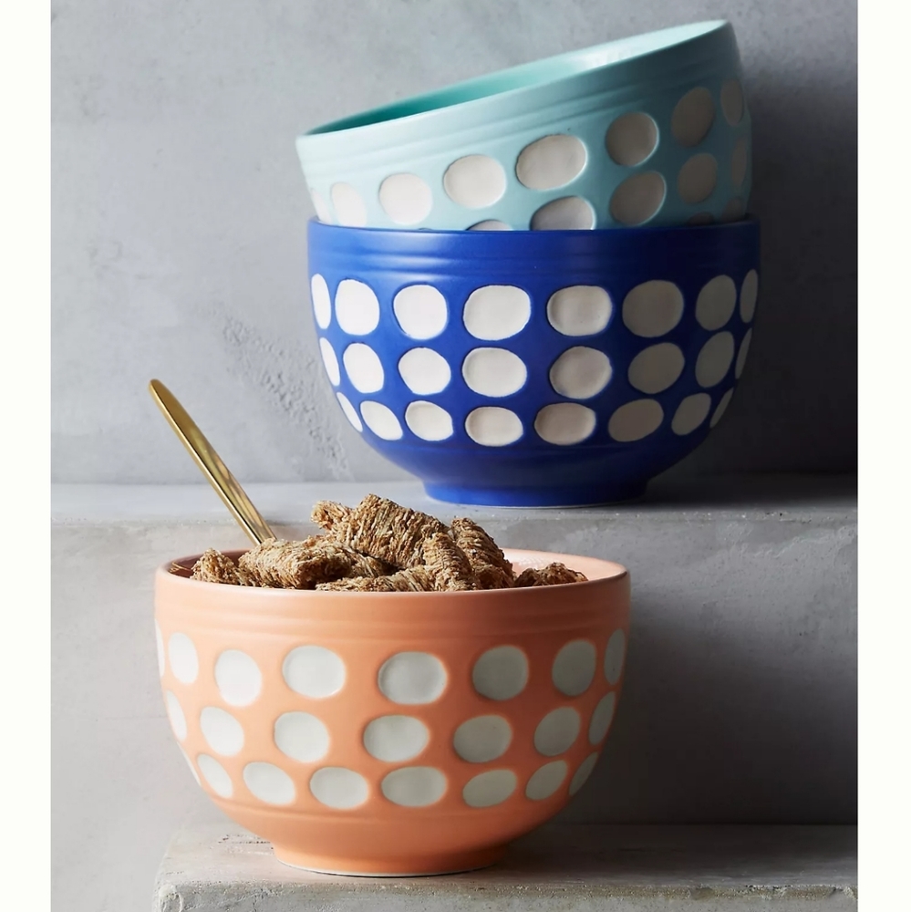 NIB Anthropologie Darling Dots Cereal Bowl - Mint - Picture 2 of 3